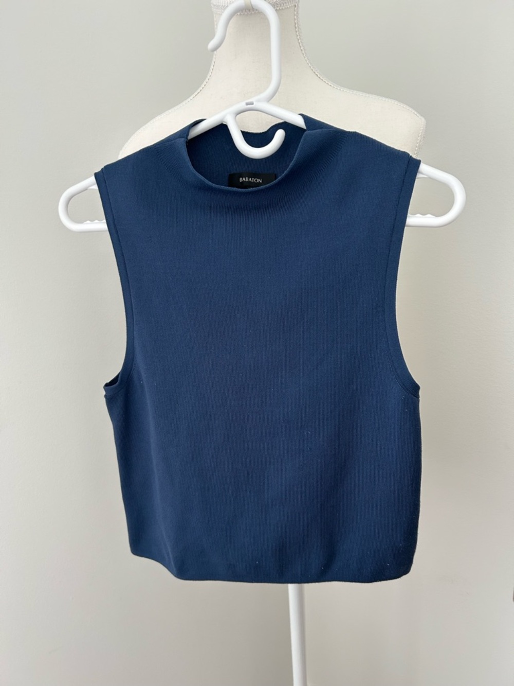 Babaton Sleeveless Mock Neck Top in Navy